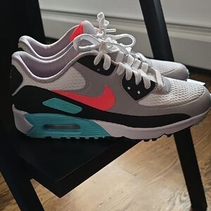Nike Air Max White with Coral and Teal Accents